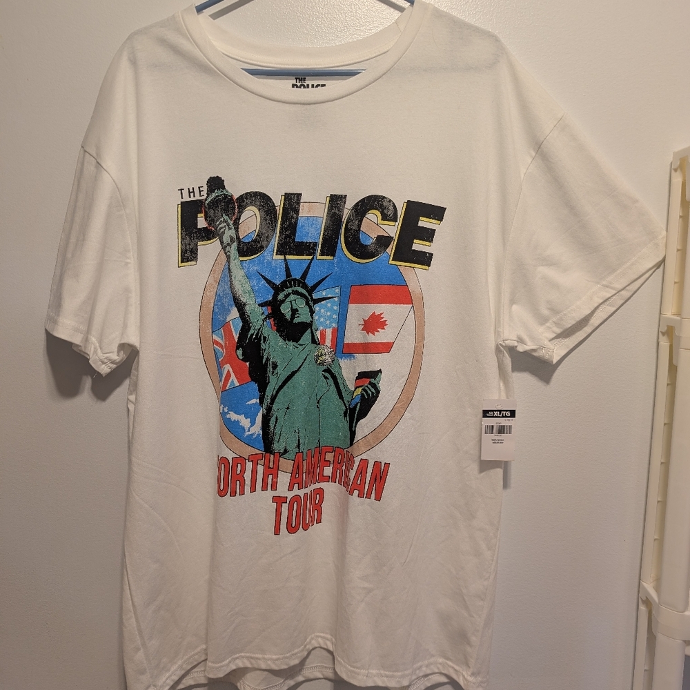 Police Men White Graphic T-Shirt